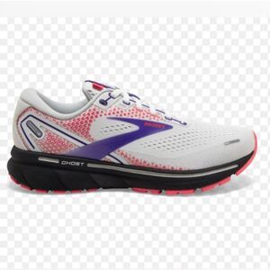 Brooks Ghost 14 Running Shoes Women's Sz 8.5 White Purple Coral Colorway